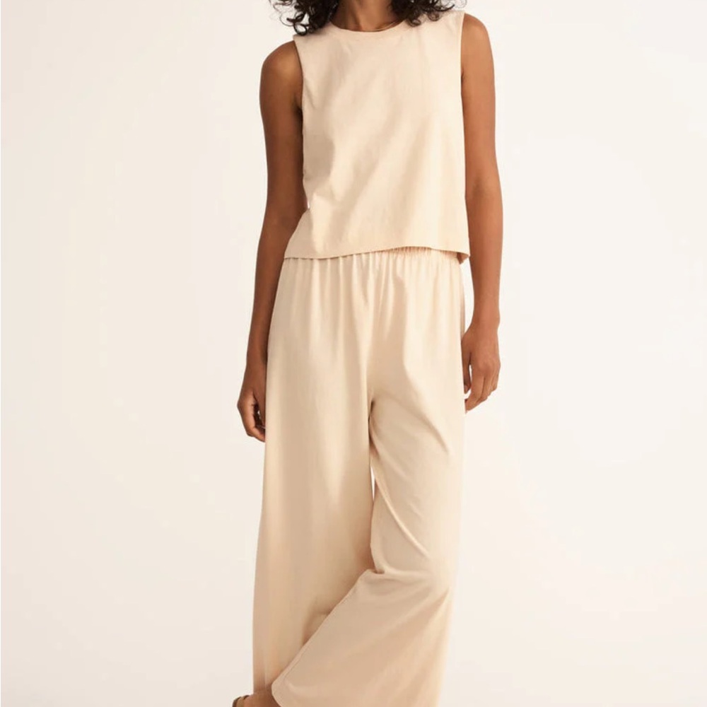 Z Supply Sleeveless Wide-Leg Jumpsuit in Cream